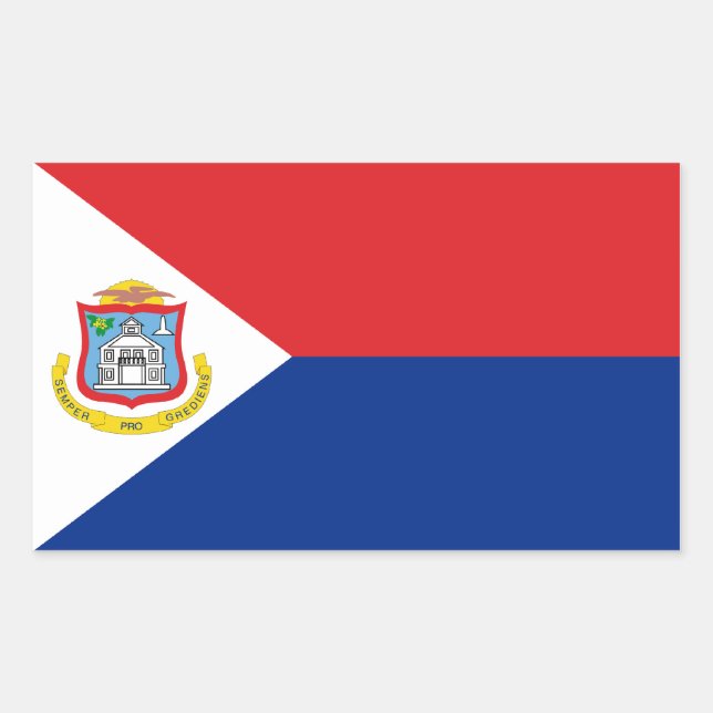Sint Maarten, Saint Martin Flag, Dutch/Netherlands Rectangular Sticker (Front)