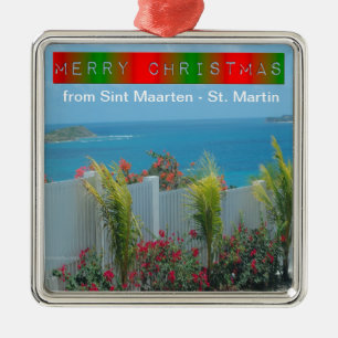 Sint Maarten - St. Martin Ocean Blue Seascape Metal Tree Decoration
