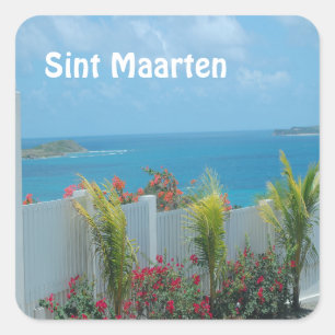 Sint Maarten - St. Martin Ocean Blue Seascape Squa Square Sticker