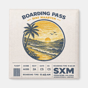 Sint Maarten SXM Vintage Travel Pin Magnet