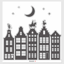 Sinterklaas Atop Canal Houses Window Stickers