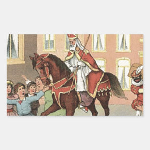 Sinterklaas Dutch St. Nick Vintage St. Nicholas Rectangular Sticker