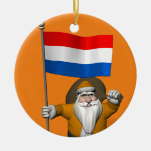 Sinterklaas With Ensign Of The Netherlands Ceramic Tree Decoration