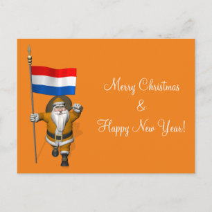 Sinterklaas With Ensign Of The Netherlands Holiday Postcard