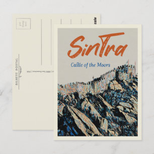 Sintra Moors castle illustration Portugal Postcard