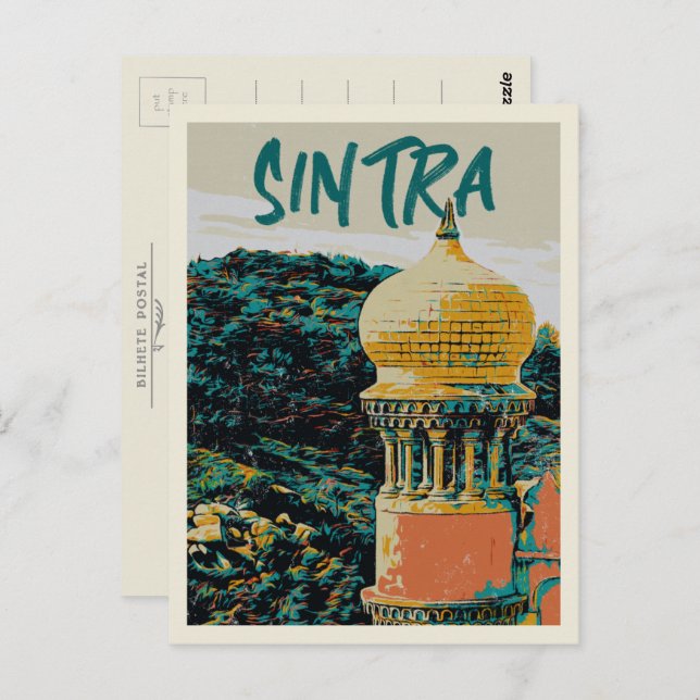 Sintra Pena palace illustration Portugal Postcard (Front/Back)