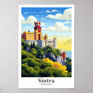 Sintra Portugal Art Vintage Travel Illustration Poster