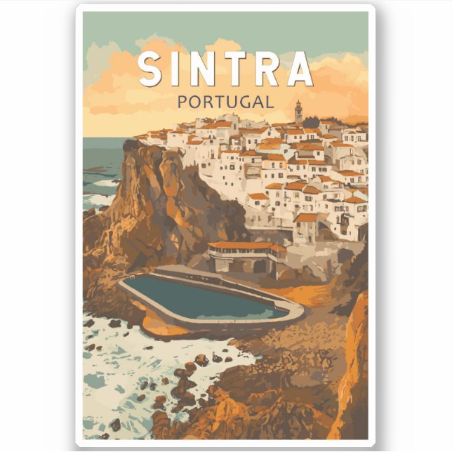 Sintra Portugal Illustration Travel Art Vintage (Front)