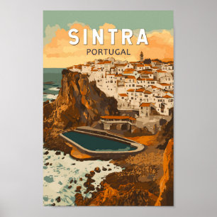 Sintra Portugal Illustration Travel Art Vintage Poster