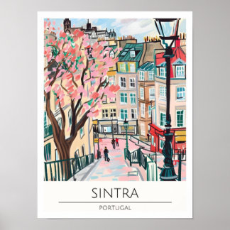 Sintra Portugal Vintage Art Illustration Travel Poster