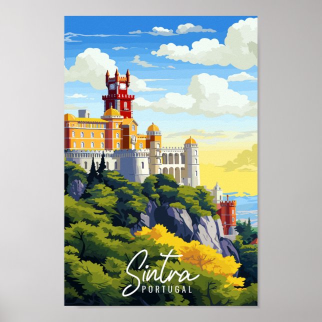 Sintra Portugal vintage travel illustration Poster (Front)