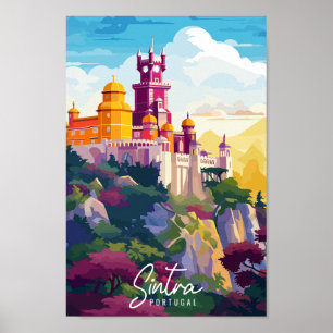 Sintra Portugal vintage travel place illustration Poster