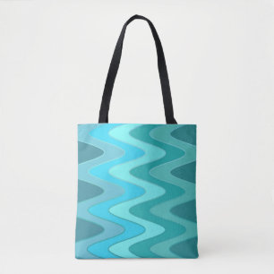 Sinus Waves pattern - ocean blue mix + your ideas Tote Bag