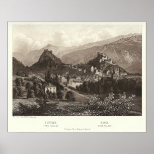 Sion in Switzerland from Antique Print