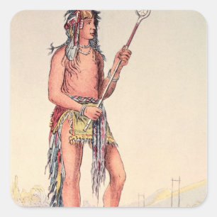Sioux ball player Ah-No-Je-Nange Square Sticker
