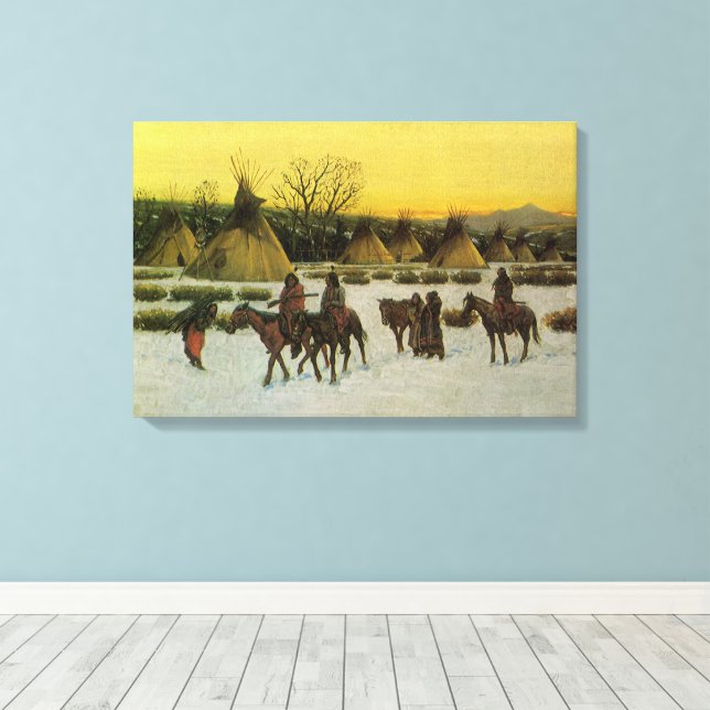 Sioux Camp at Wounded Knee by John Hauser Canvas Print (Insitu(Wood Floor))