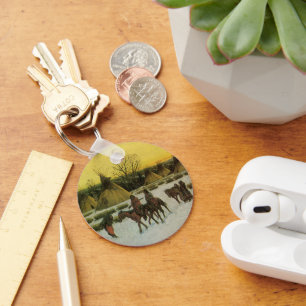 Sioux Camp at Wounded Knee by John Hauser Key Ring