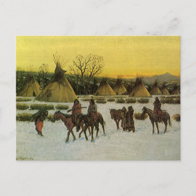 Sioux Camp at Wounded Knee by John Hauser Postcard (Front)