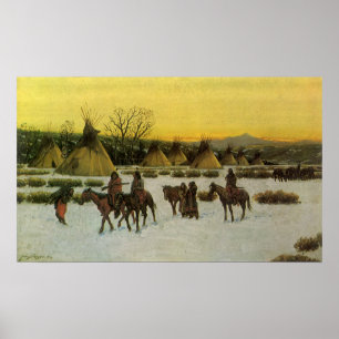Sioux Camp at Wounded Knee by John Hauser Poster