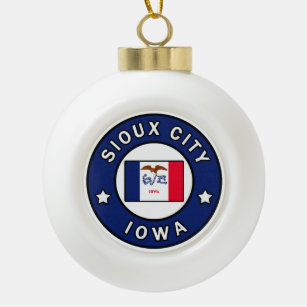 Sioux City Iowa Ceramic Ball Christmas Ornament
