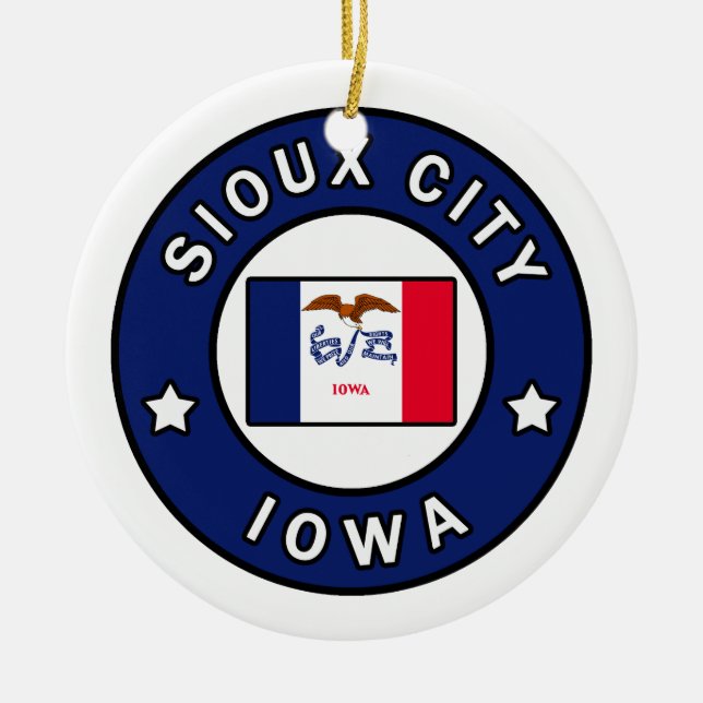 Sioux City Iowa Ceramic Tree Decoration (Front)