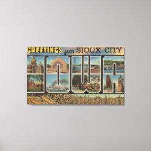 Sioux City, Iowa - Large Letter Scenes 2 Canvas Print