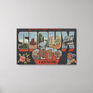 Sioux City, Iowa - Large Letter Scenes Canvas Print