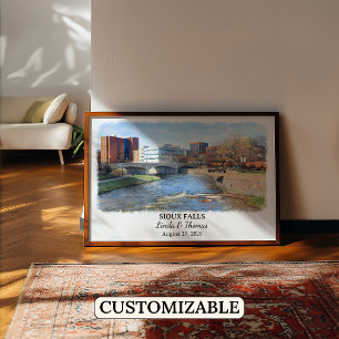 Sioux Falls South Dakota Poster, Watercolor Poster