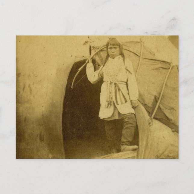 Sioux Hunter with Bow by Tee Pee Postcard (Front)