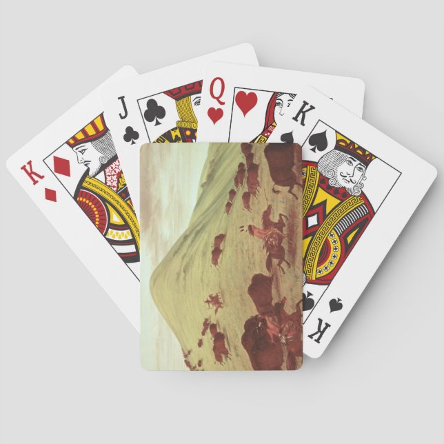 Sioux Indians hunting buffalo, 1835 (oil on canvas Playing Cards (Back)
