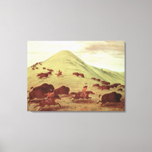 Sioux Indians hunting buffalo, 1835 (oil on canvas Print