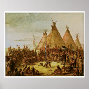 Sioux War Council by George Catlin Poster