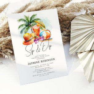 Sip and Dip Pool Party Birthday Invitation