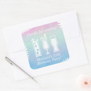 Sip and Dip Pool Party Favour Square Sticker