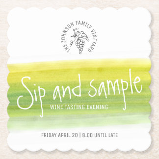 Sip and sample wine tasting paper coasters