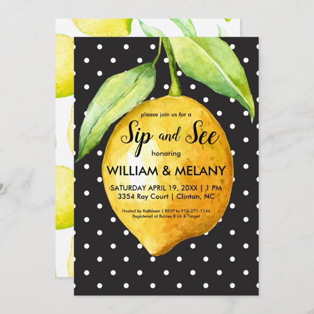 Sip and See: A Citrus Coed Baby Shower Invitation (Front/Back)