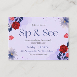Sip and See Baby Invitation, Baby Introduction  Enclosure Card