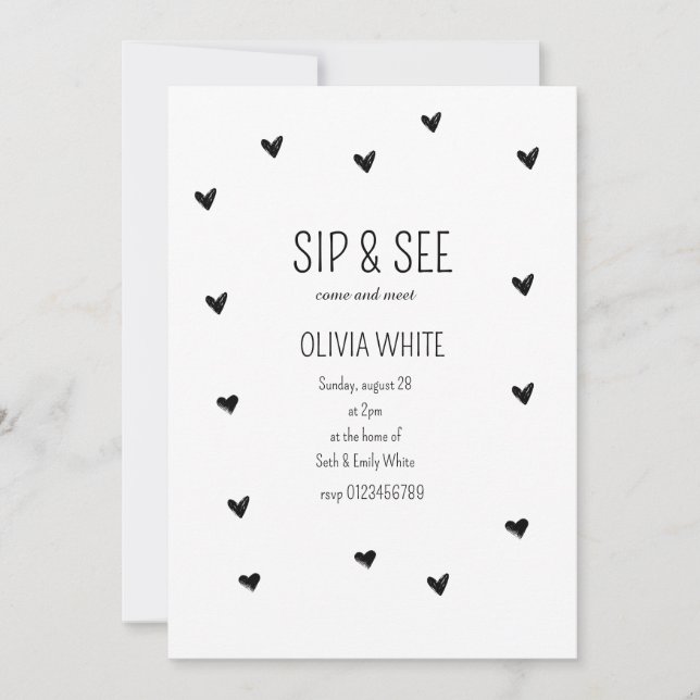 Sip and See Baby Shower Minimalist baby shower Invitation (Front)