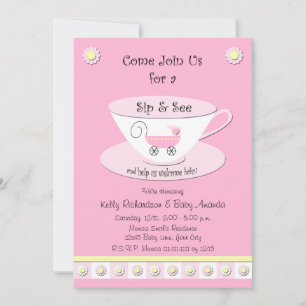 Sip and See Invitations Baby Girl Shower