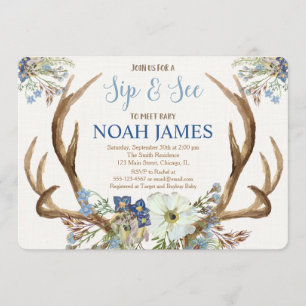 Sip and See Meet and Greet boy invitation boho