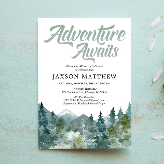 Sip and See rustic forest mountains boy Invitation (Creator Uploaded)