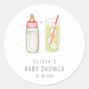 Sip And See, Welcome Baby Girl, New Baby Party Classic Round Sticker