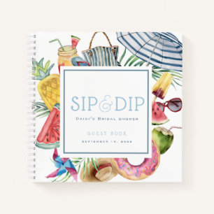 Sip & Dip Pool Party Blue Bridal Shower Guest Book