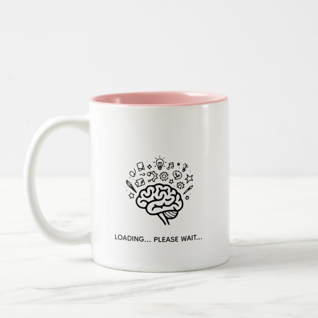 Sip Happens Minimalist | Funny Modern Typography Two-Tone Coffee Mug (Left)