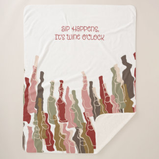 Sip Happens Wine Lover Sherpa Blanket