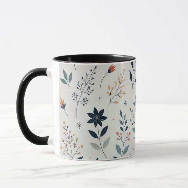Sip in Bloom: The Leafy Floral Coffee Mug (Left)