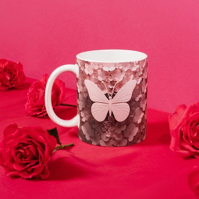 Sip in Style: The 3D Pastel Pink Butterfly Two-Tone Coffee Mug (Creator Uploaded)
