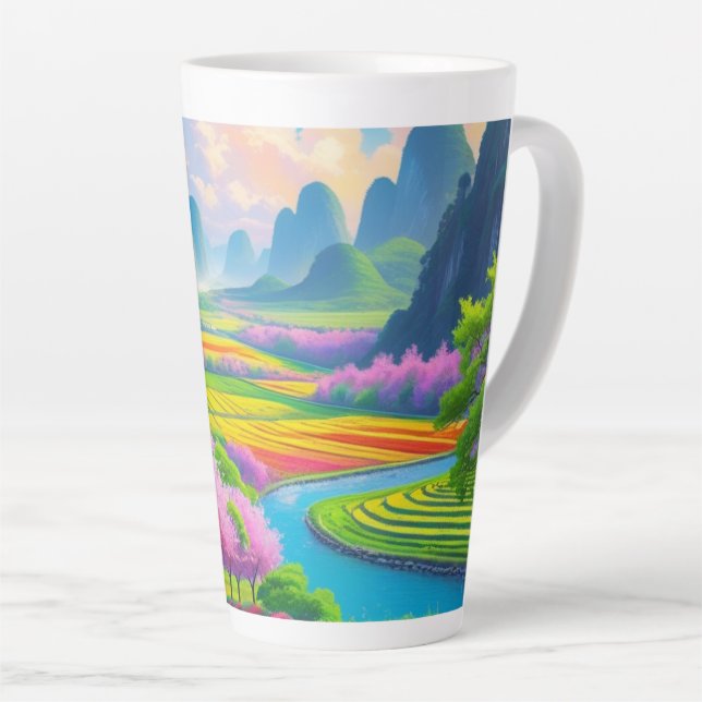 "Sip Into Spring – Scenic Blossom  Latte Mug (Right Angle)
