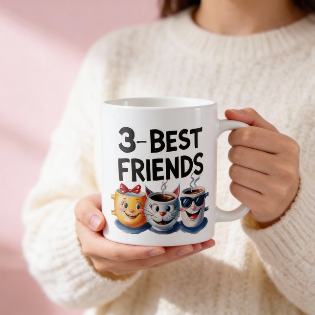 Sip, Laugh, Repeat: 3 Best Friends Coffee Mug  (Creator Uploaded)