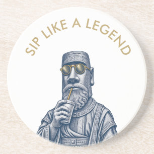 Sip Like a Legend Vintage Art Sandstone Coaster